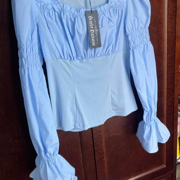 Medieval Style Light Blue Long sleeve Shirt Size Small / Petited - Picture 5 of 8